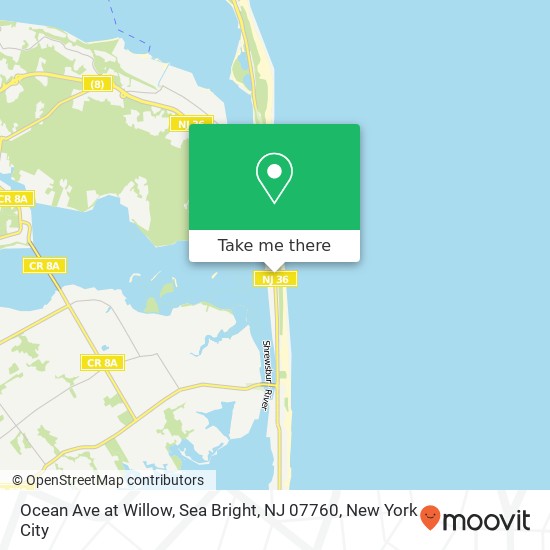 Mapa de Ocean Ave at Willow, Sea Bright, NJ 07760