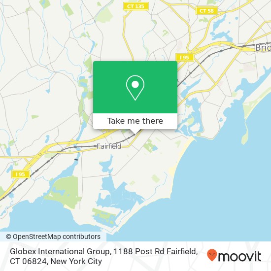 Mapa de Globex International Group, 1188 Post Rd Fairfield, CT 06824