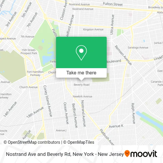 Nostrand Ave and Beverly Rd map