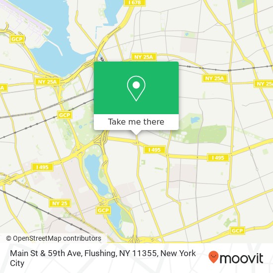 Mapa de Main St & 59th Ave, Flushing, NY 11355
