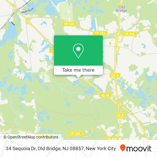 Mapa de 34 Sequoia Dr, Old Bridge, NJ 08857