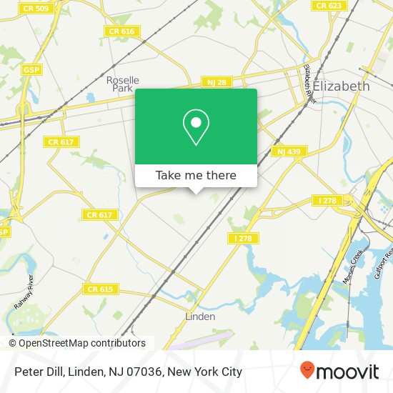 Mapa de Peter Dill, Linden, NJ 07036
