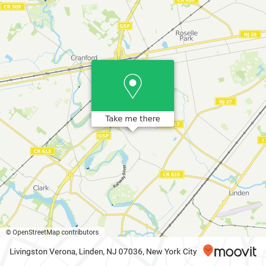 Livingston Verona, Linden, NJ 07036 map