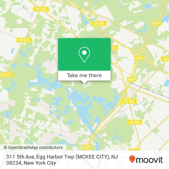 Mapa de 311 5th Ave, Egg Harbor Twp (MCKEE CITY), NJ 08234