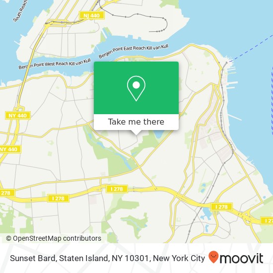 Mapa de Sunset Bard, Staten Island, NY 10301