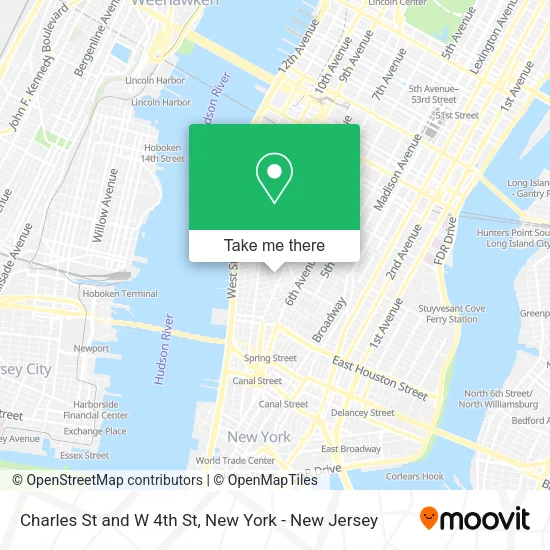 Charles St and W 4th St map