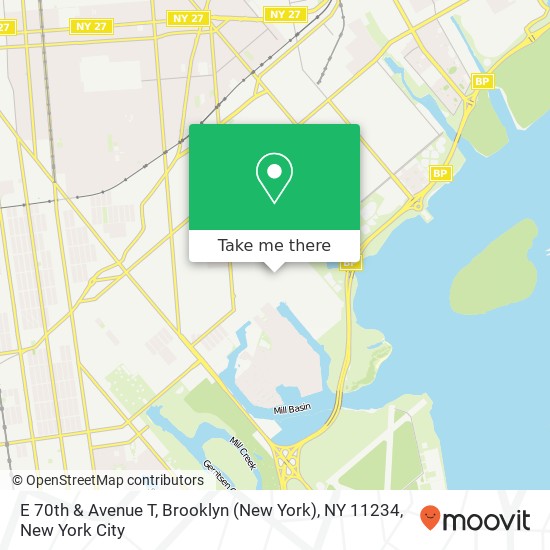 Mapa de E 70th & Avenue T, Brooklyn (New York), NY 11234
