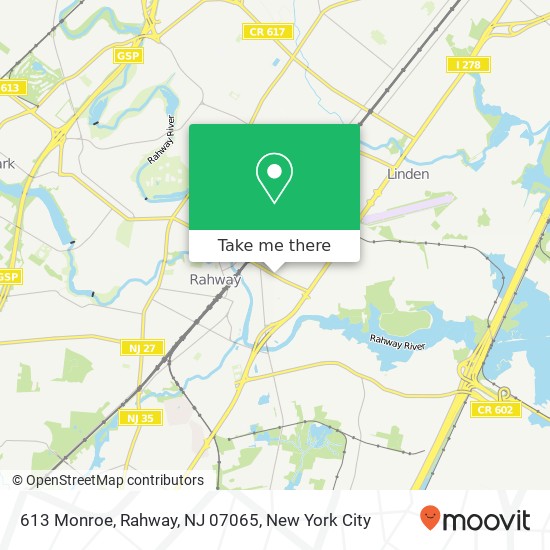 Mapa de 613 Monroe, Rahway, NJ 07065