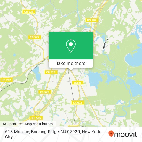 Mapa de 613 Monroe, Basking Ridge, NJ 07920