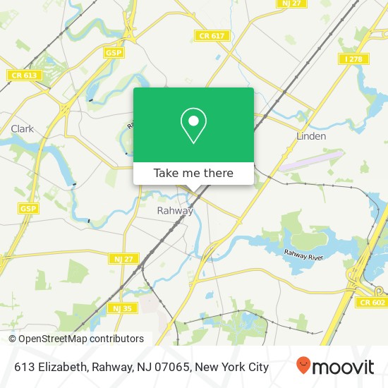 Mapa de 613 Elizabeth, Rahway, NJ 07065