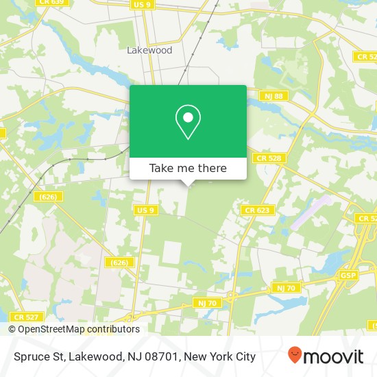 Mapa de Spruce St, Lakewood, NJ 08701