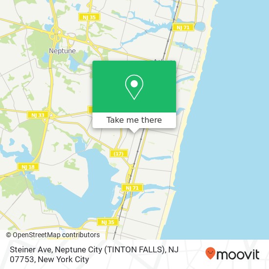 Mapa de Steiner Ave, Neptune City (TINTON FALLS), NJ 07753