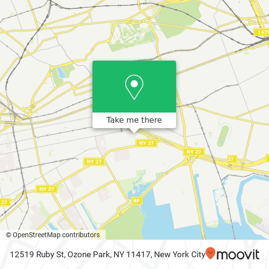 Mapa de 12519 Ruby St, Ozone Park, NY 11417