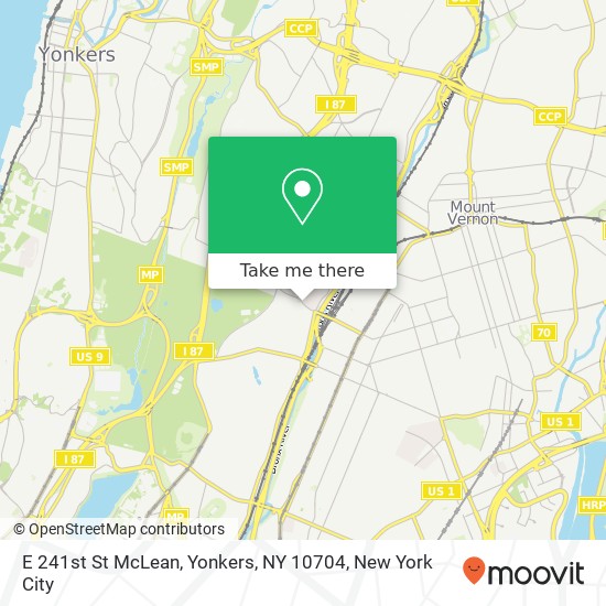 Mapa de E 241st St McLean, Yonkers, NY 10704