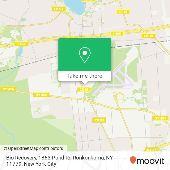 Mapa de Bio Recovery, 1863 Pond Rd Ronkonkoma, NY 11779