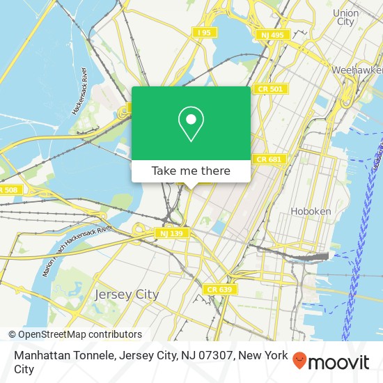 Mapa de Manhattan Tonnele, Jersey City, NJ 07307