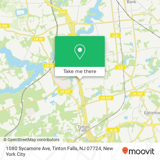 1080 Sycamore Ave, Tinton Falls, NJ 07724 map