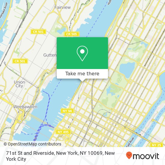 Mapa de 71st St and Riverside, New York, NY 10069