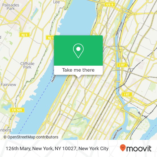 Mapa de 126th Mary, New York, NY 10027