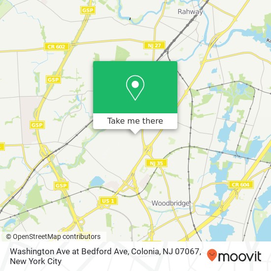 Mapa de Washington Ave at Bedford Ave, Colonia, NJ 07067