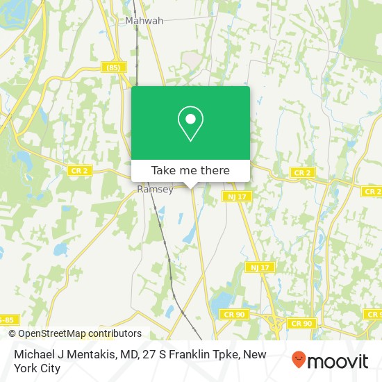 Mapa de Michael J Mentakis, MD, 27 S Franklin Tpke