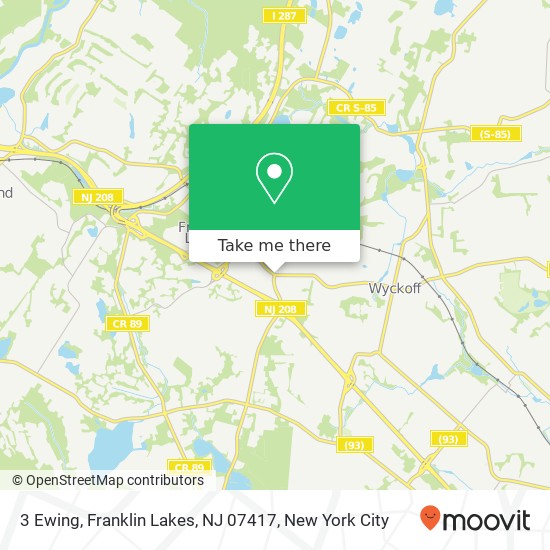 Mapa de 3 Ewing, Franklin Lakes, NJ 07417