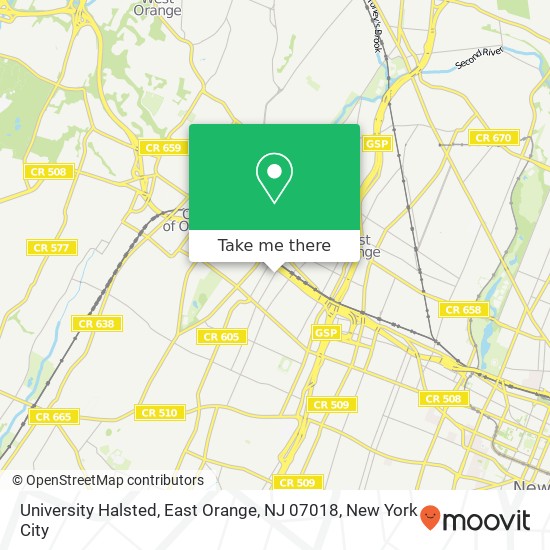 Mapa de University Halsted, East Orange, NJ 07018