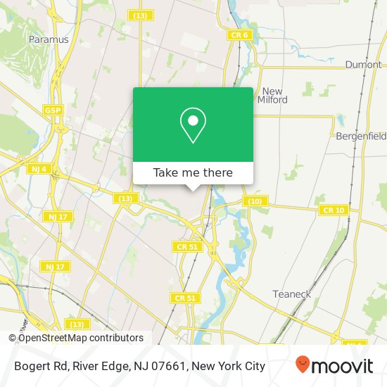 Mapa de Bogert Rd, River Edge, NJ 07661