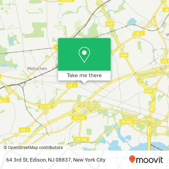 Mapa de 64 3rd St, Edison, NJ 08837