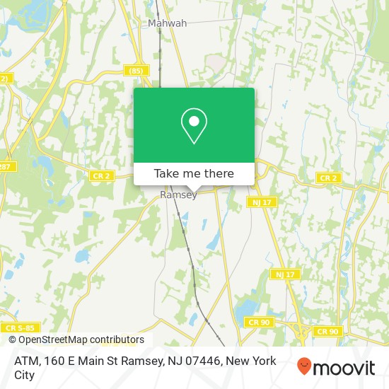 Mapa de ATM, 160 E Main St Ramsey, NJ 07446