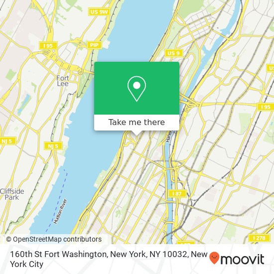 Mapa de 160th St Fort Washington, New York, NY 10032