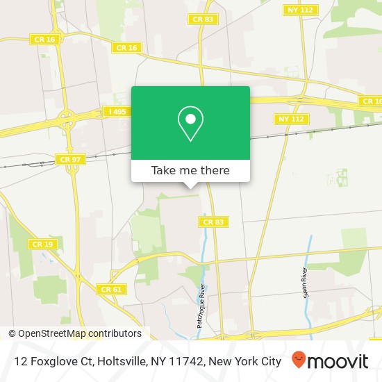 Mapa de 12 Foxglove Ct, Holtsville, NY 11742
