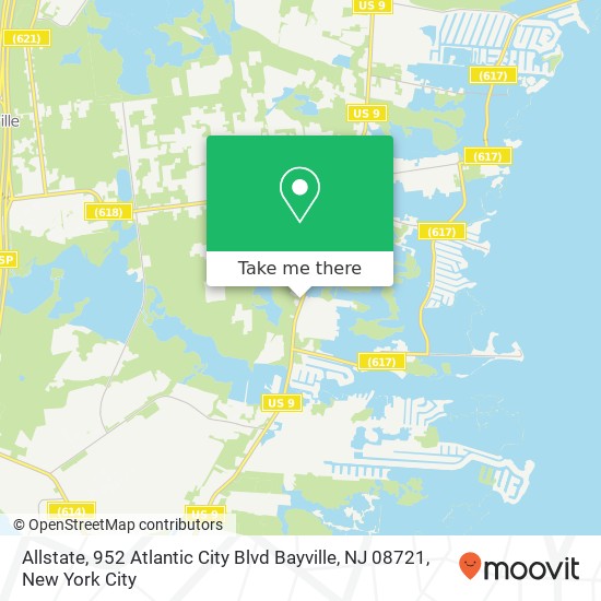 Mapa de Allstate, 952 Atlantic City Blvd Bayville, NJ 08721