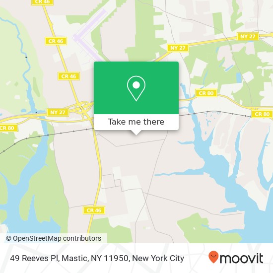 Mapa de 49 Reeves Pl, Mastic, NY 11950