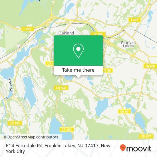 Mapa de 614 Farmdale Rd, Franklin Lakes, NJ 07417