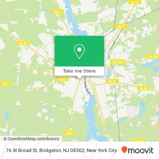 Mapa de 76 W Broad St, Bridgeton, NJ 08302