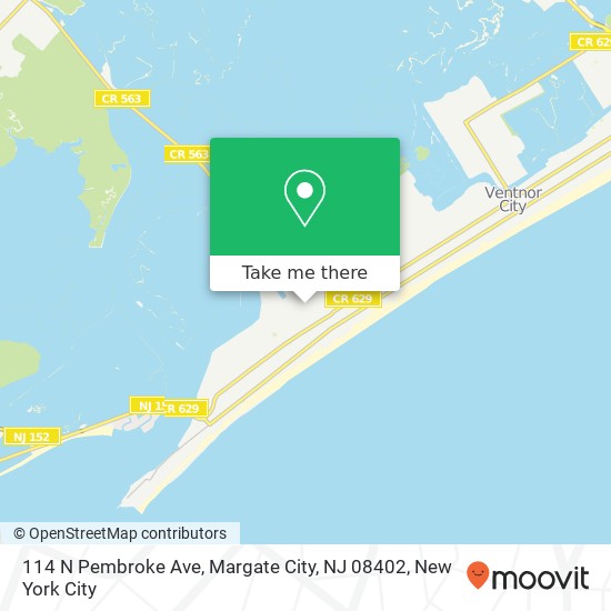 Mapa de 114 N Pembroke Ave, Margate City, NJ 08402