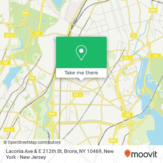 Mapa de Laconia Ave & E 212th St, Bronx, NY 10469