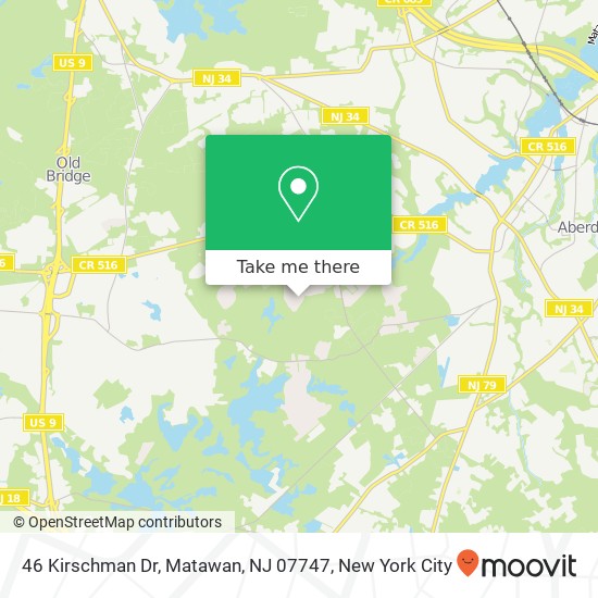 Mapa de 46 Kirschman Dr, Matawan, NJ 07747