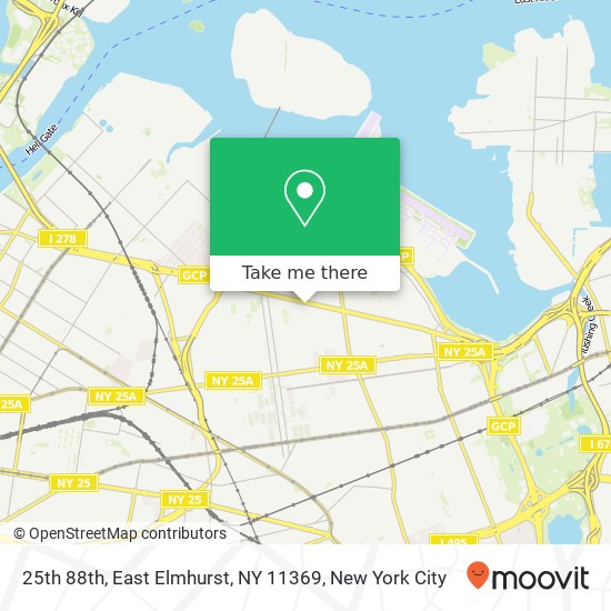 Mapa de 25th 88th, East Elmhurst, NY 11369