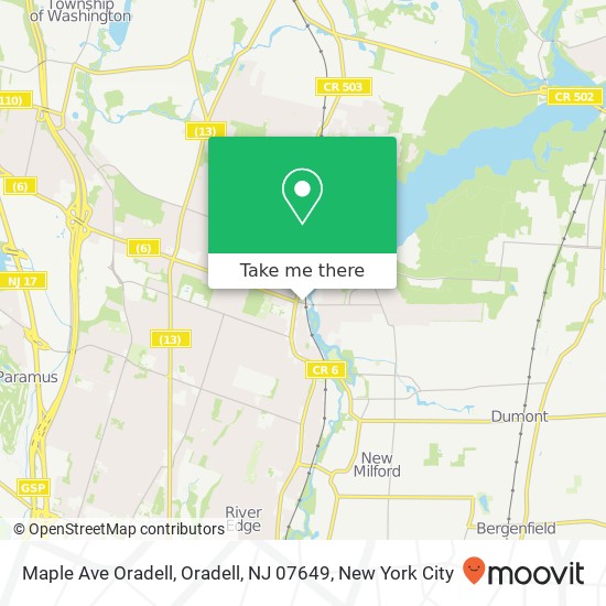 Mapa de Maple Ave Oradell, Oradell, NJ 07649