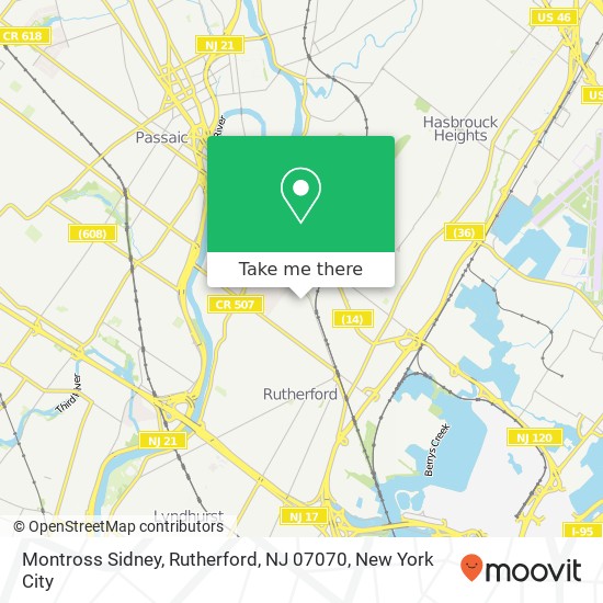 Mapa de Montross Sidney, Rutherford, NJ 07070
