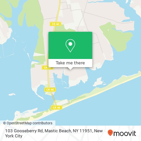 Mapa de 103 Gooseberry Rd, Mastic Beach, NY 11951