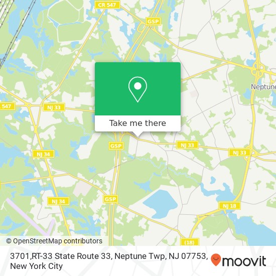 Mapa de 3701,RT-33 State Route 33, Neptune Twp, NJ 07753