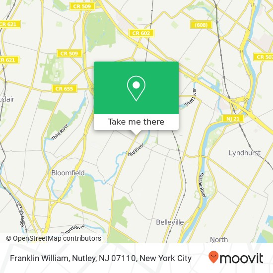 Mapa de Franklin William, Nutley, NJ 07110