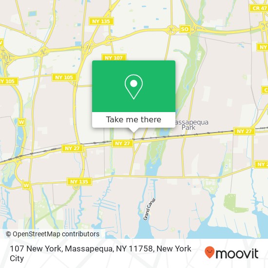 Mapa de 107 New York, Massapequa, NY 11758