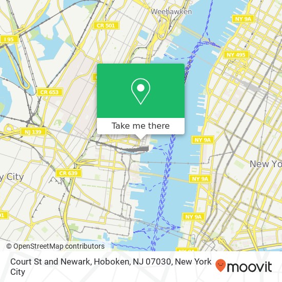 Court St and Newark, Hoboken, NJ 07030 map