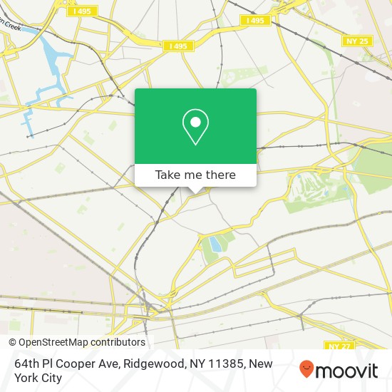 Mapa de 64th Pl Cooper Ave, Ridgewood, NY 11385