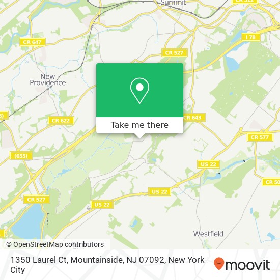 Mapa de 1350 Laurel Ct, Mountainside, NJ 07092
