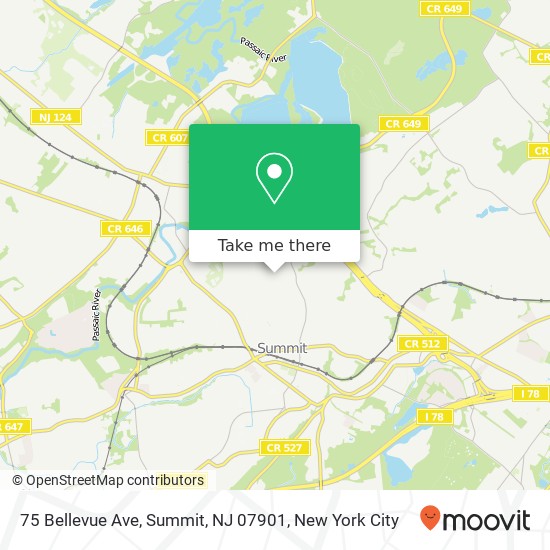 Mapa de 75 Bellevue Ave, Summit, NJ 07901